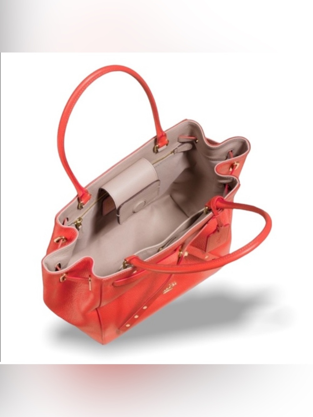 COACH 35838 WATERMELON TURNLOCK TIE SMALL LEATHER SATCHEL MSRP $395 dust bag - Picture 5 of 15